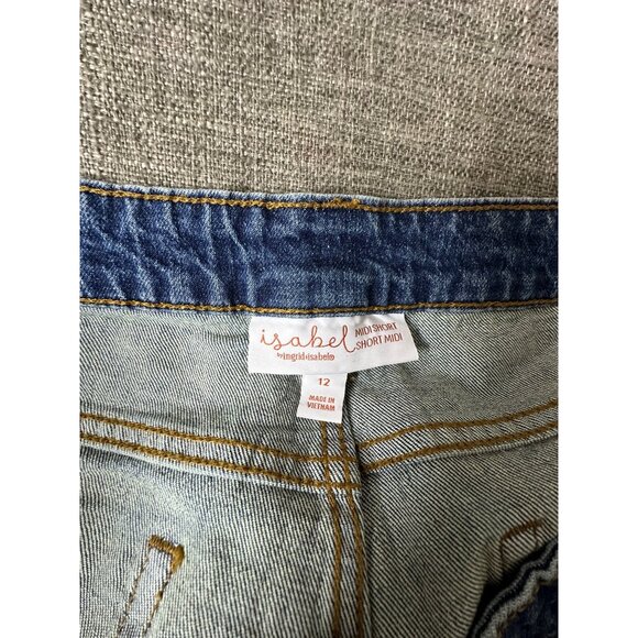 Isabel Ingrid & Isabel Mid-Rise Denim Maternity Shorts Size 12 - Picture 3 of 7